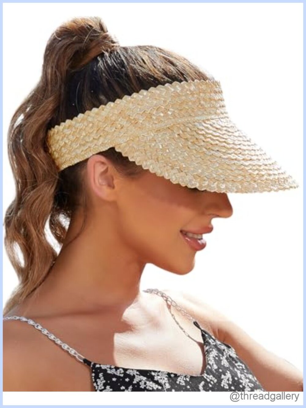 Packable Straw Sun Visor Hat for Women, Handwoven Natural Wheat